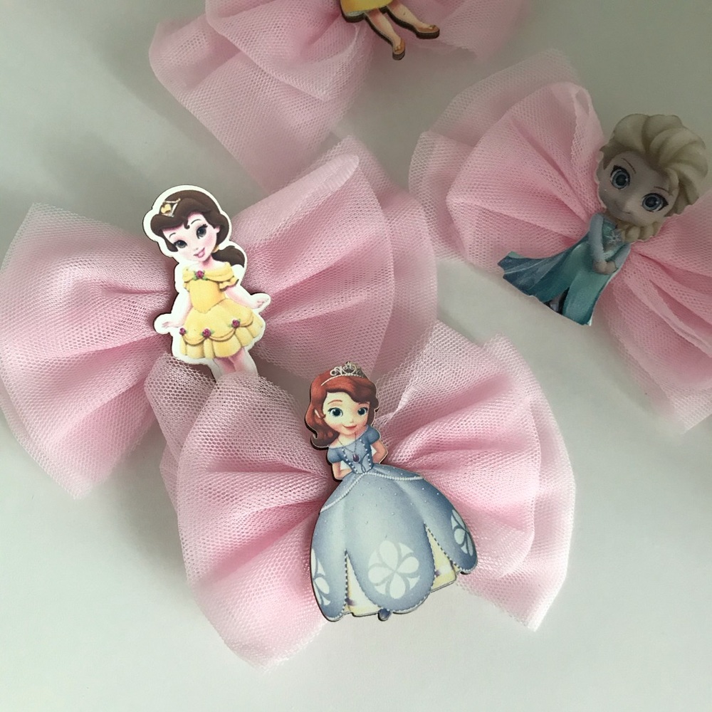 Princess Frozen Elsa Belle Cute Pink Hair Clips - Picture 6 of 7